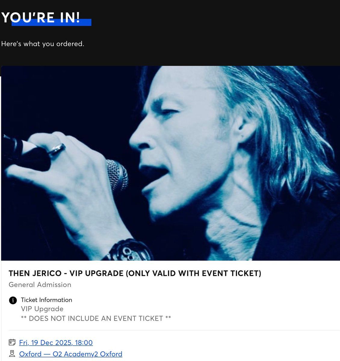 Then Jerico Oxford Tickets