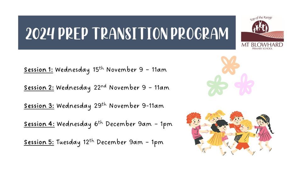 2024 Prep Transition Program | Mt Blowhard Primary School, Hepburn ...