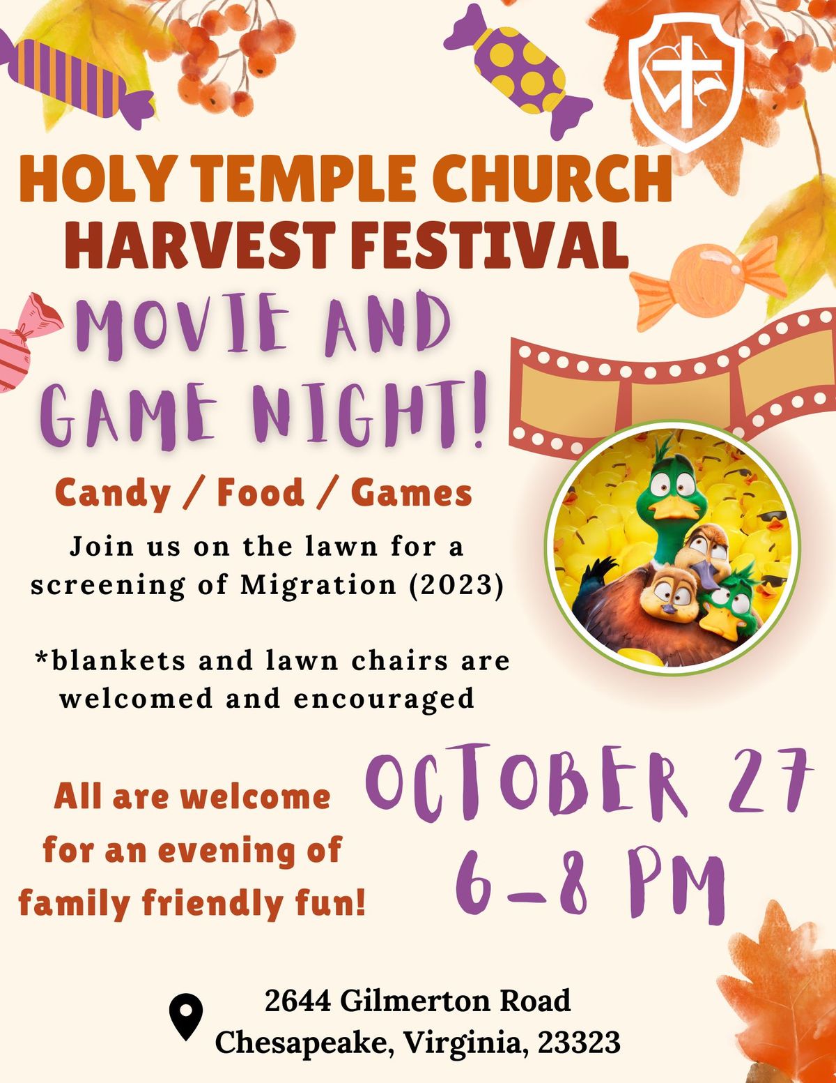 Harvest Festival 2024 Movie and Game Night 2644 Gilmerton Rd