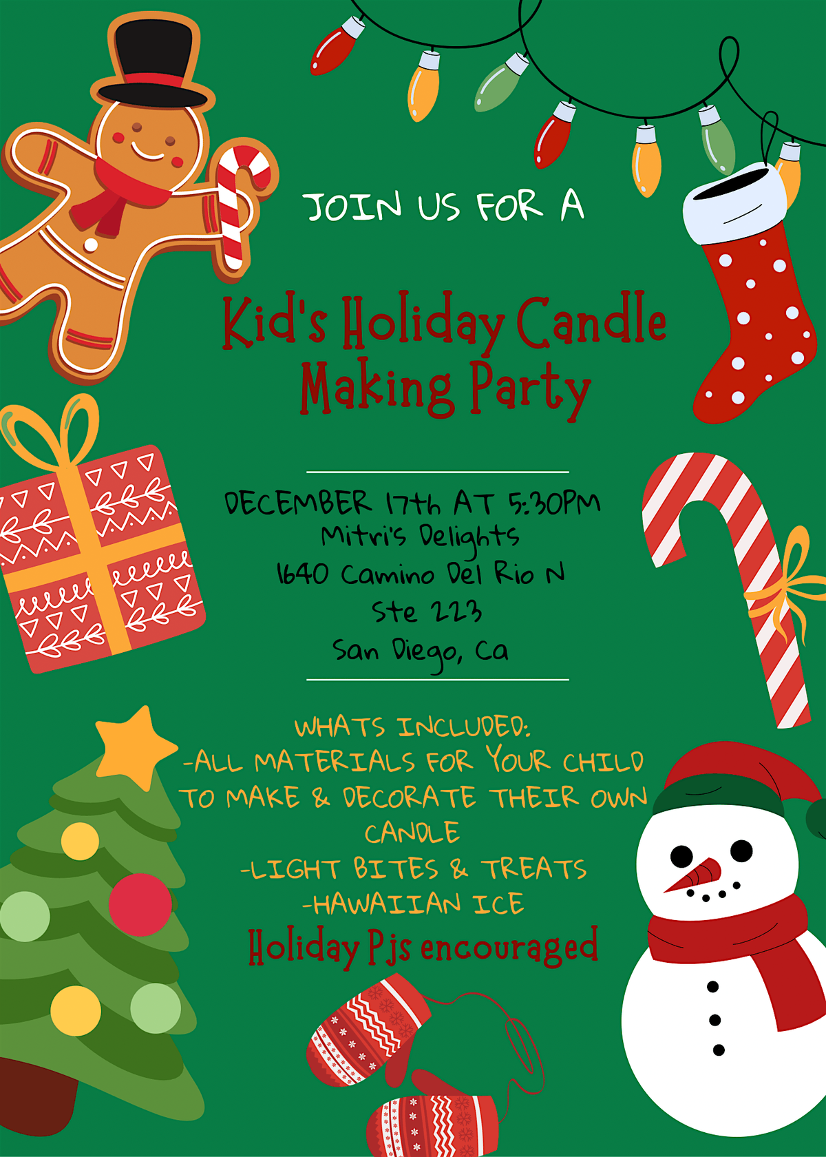 Kid's Holiday Candle Making Party