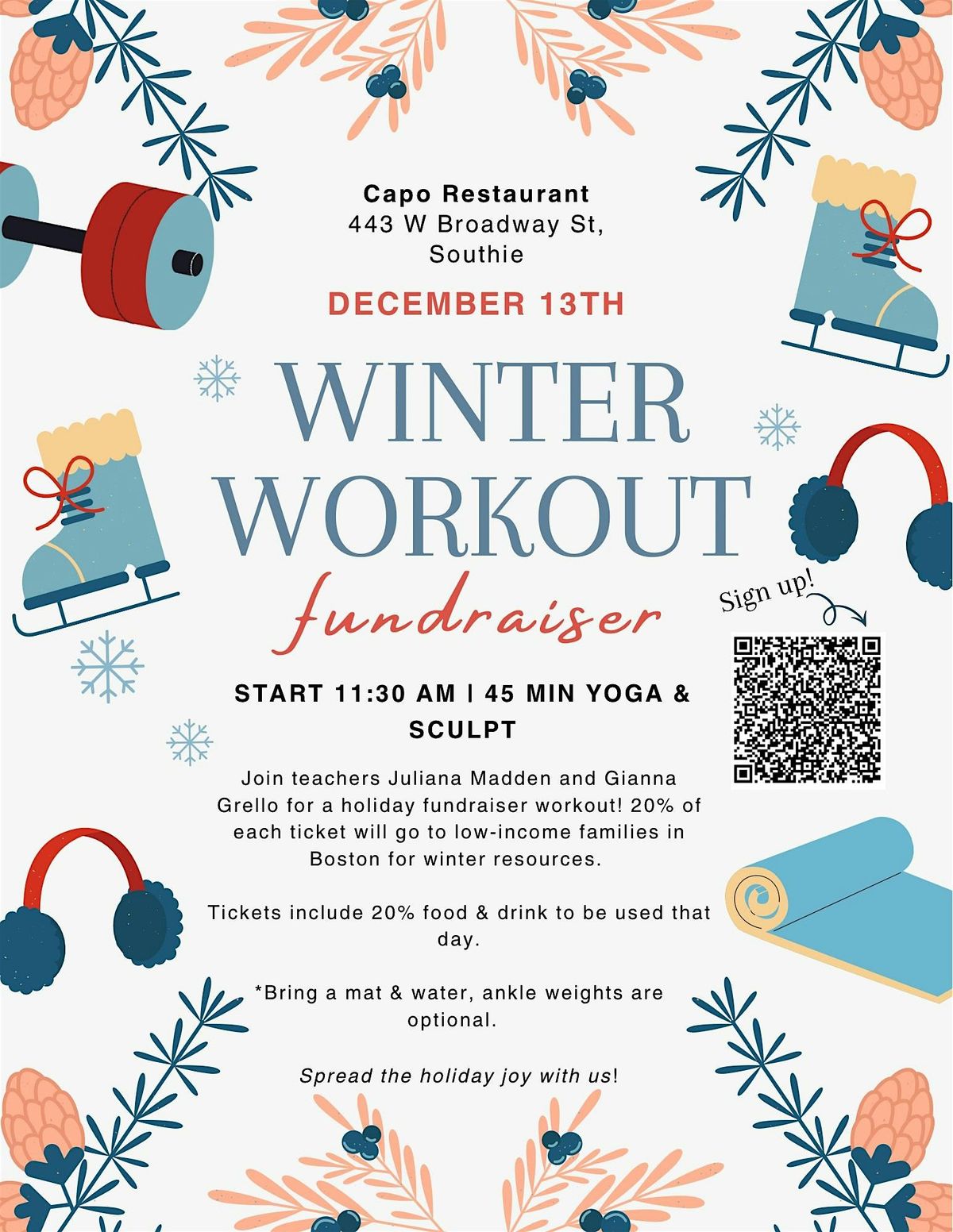 Winter Yoga Sculpt Workout at Capo Southie!