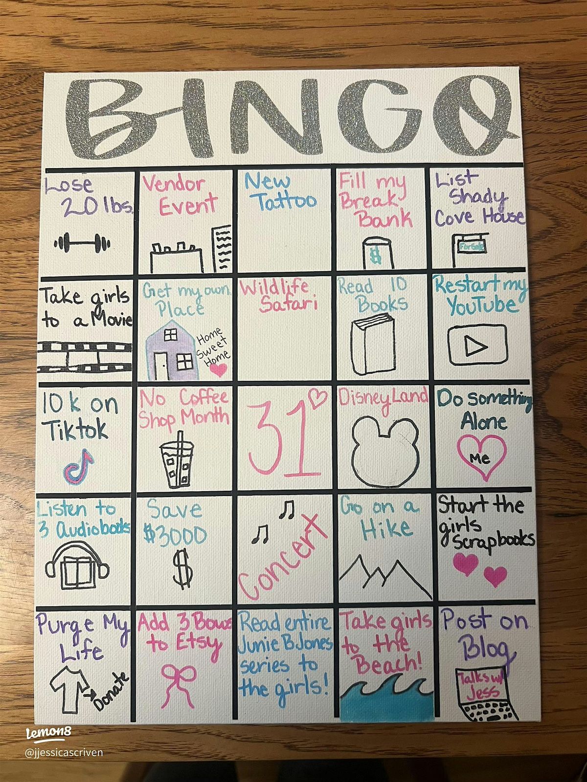 Goal Setting Bingo Cards