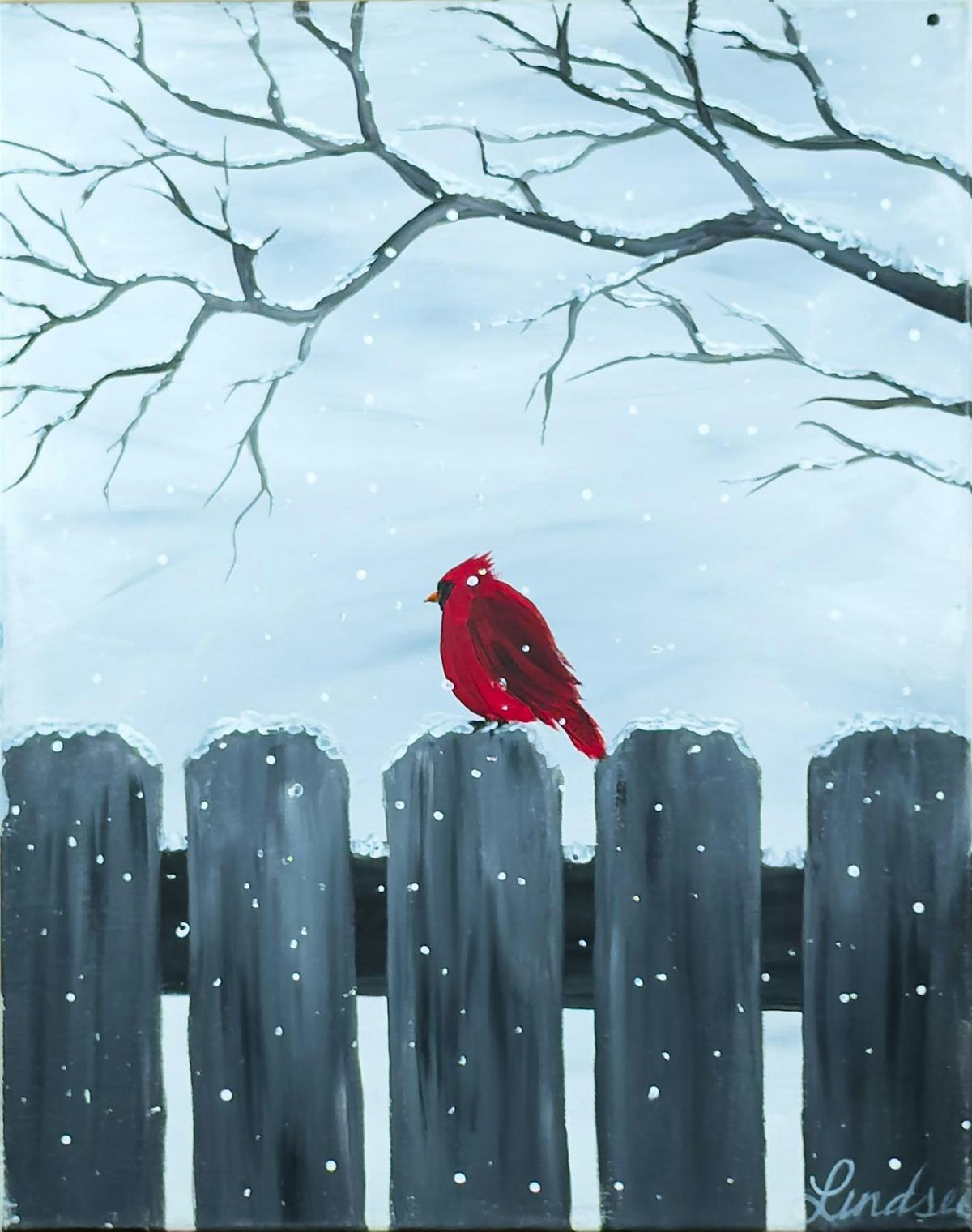 Toledo Paint & Sip Party - Cardinal in the Snow