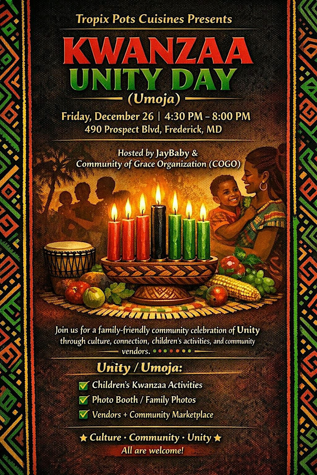 Frederick County Kwanzaa Umoja ( Unity Day ) at Tropix Pots Cuisines ...