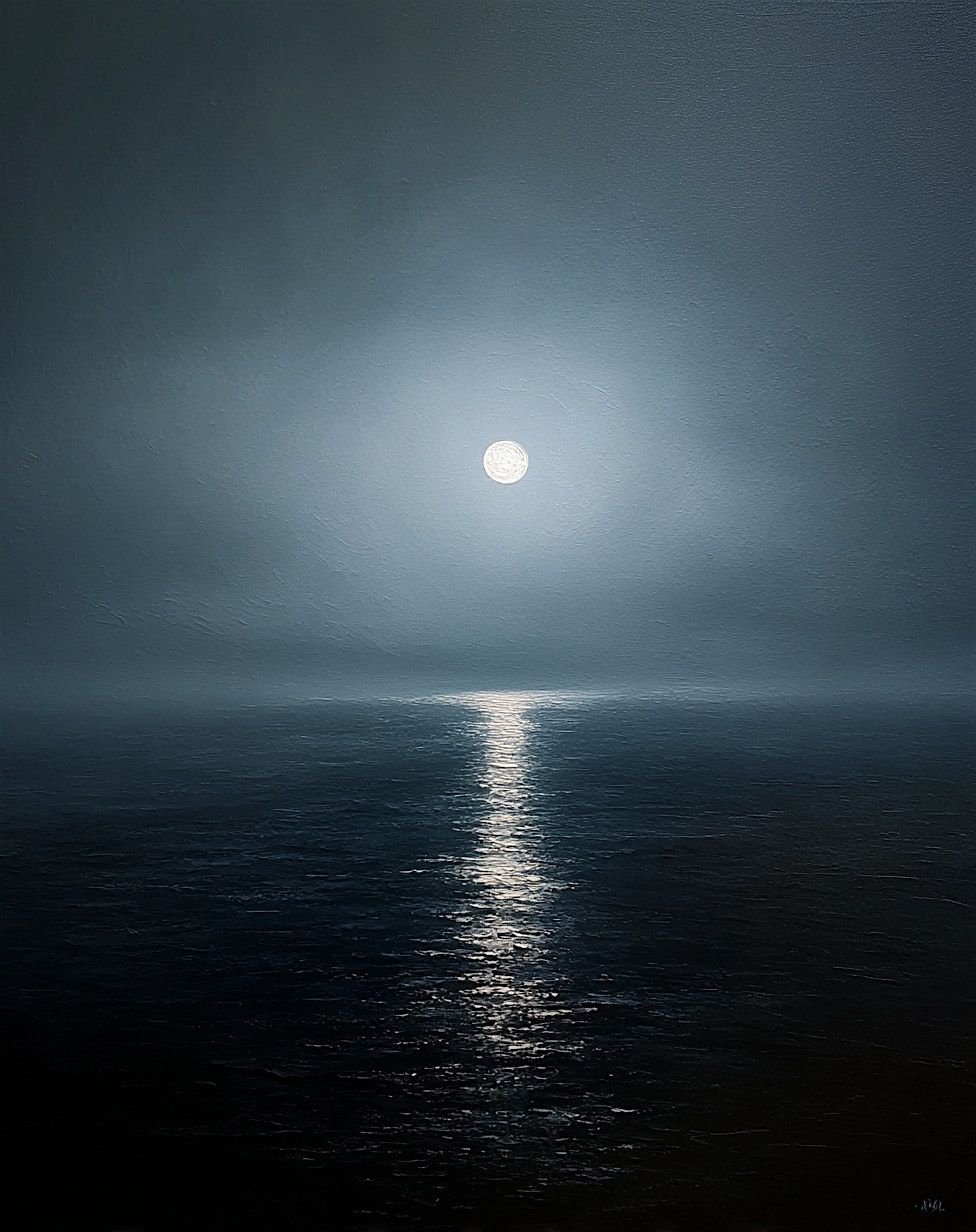 Moon over a Hazy Ocean - Paint Along (& NA Sip)