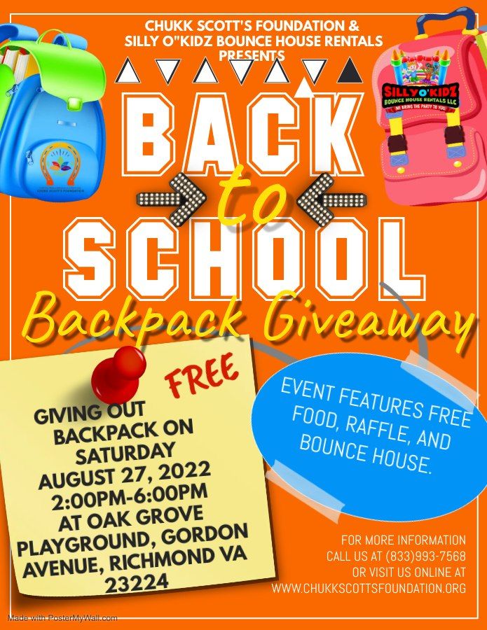 Back to School Backpack Giveaway Oak Grove Playground, Gordon Avenue
