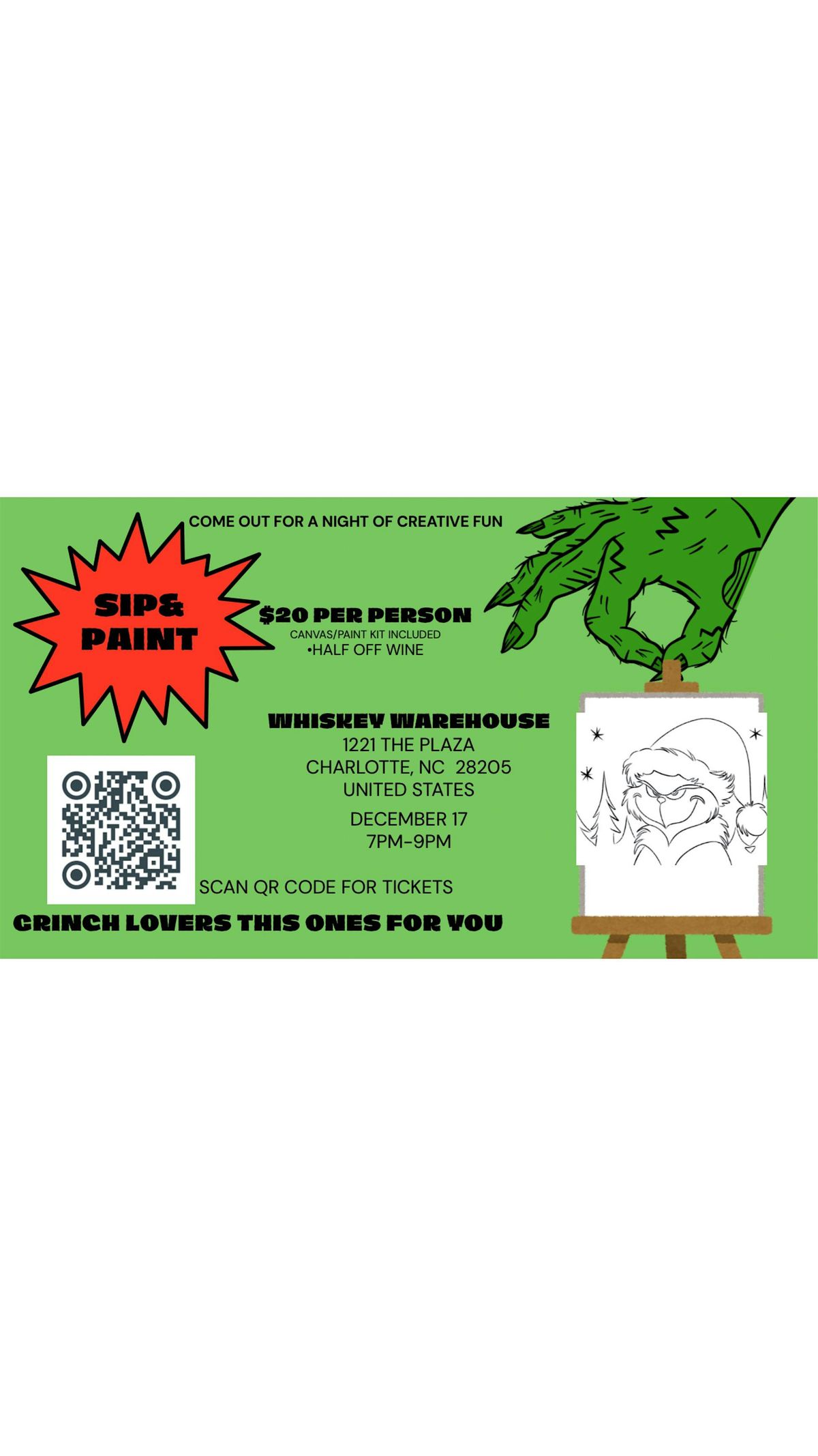 Christmas Grinch Sip&Paint