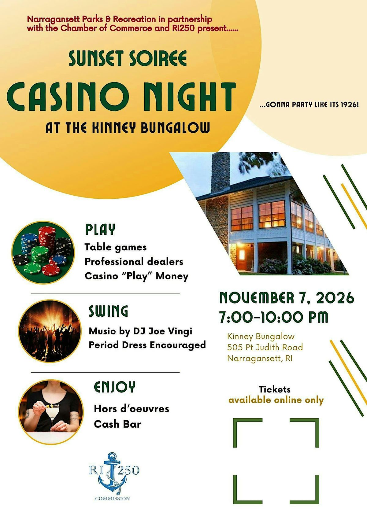 Sunset Soiree Casino Night at Kinney Bungalow at Sunset Farm ...
