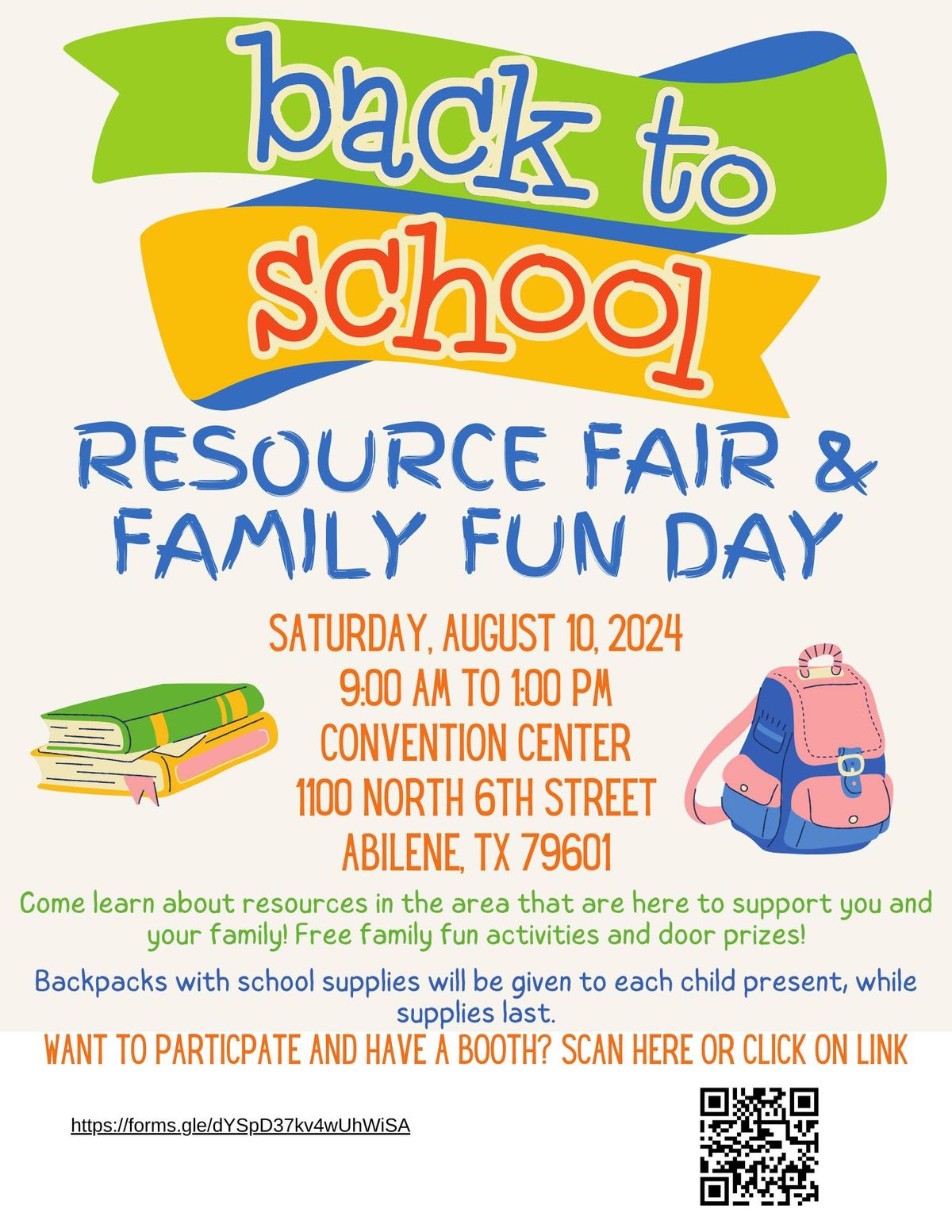 Back to School Resource Fair and Family Fun Day Abilene Convention