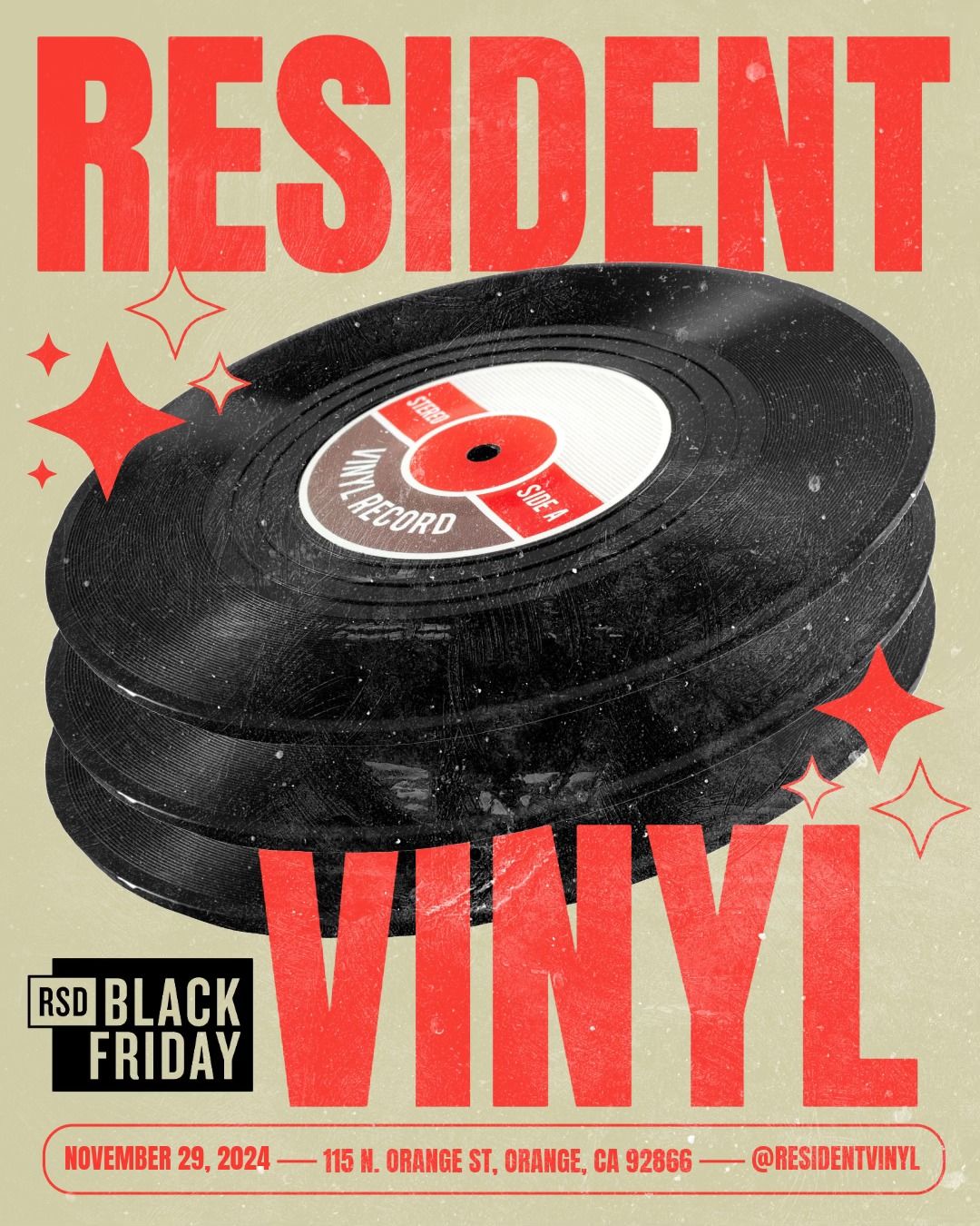 RSD Black Friday 2024 at Resident Vinyl 115 N Orange St, Orange, CA