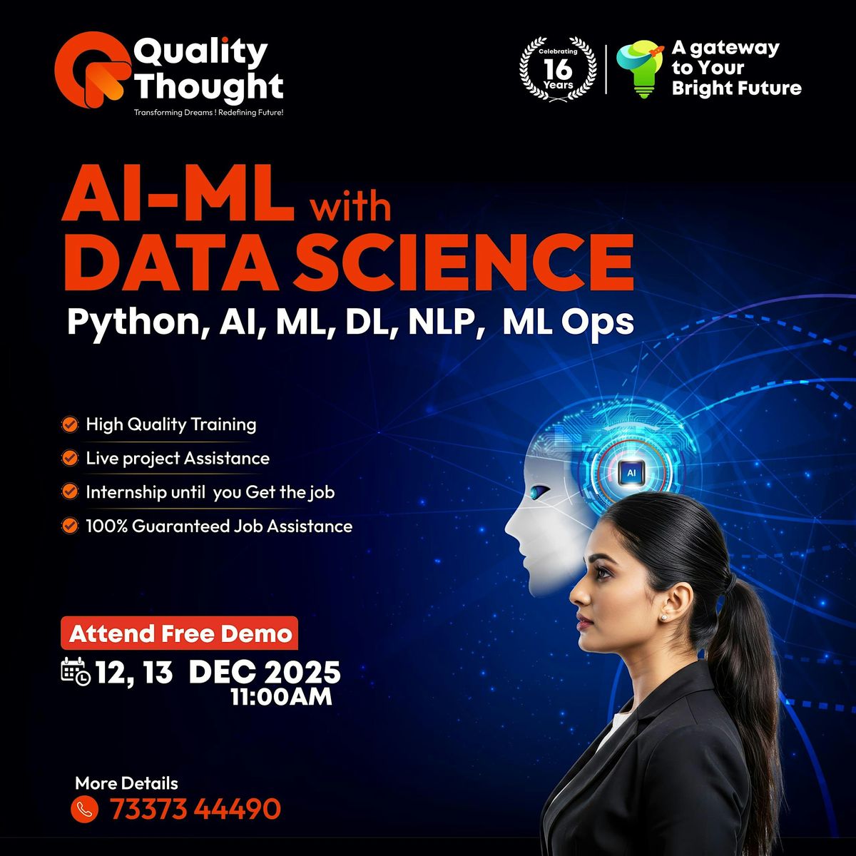 Free Demo on AI-ML with Data Science Training on 12&13Dec2025 at 11:00am