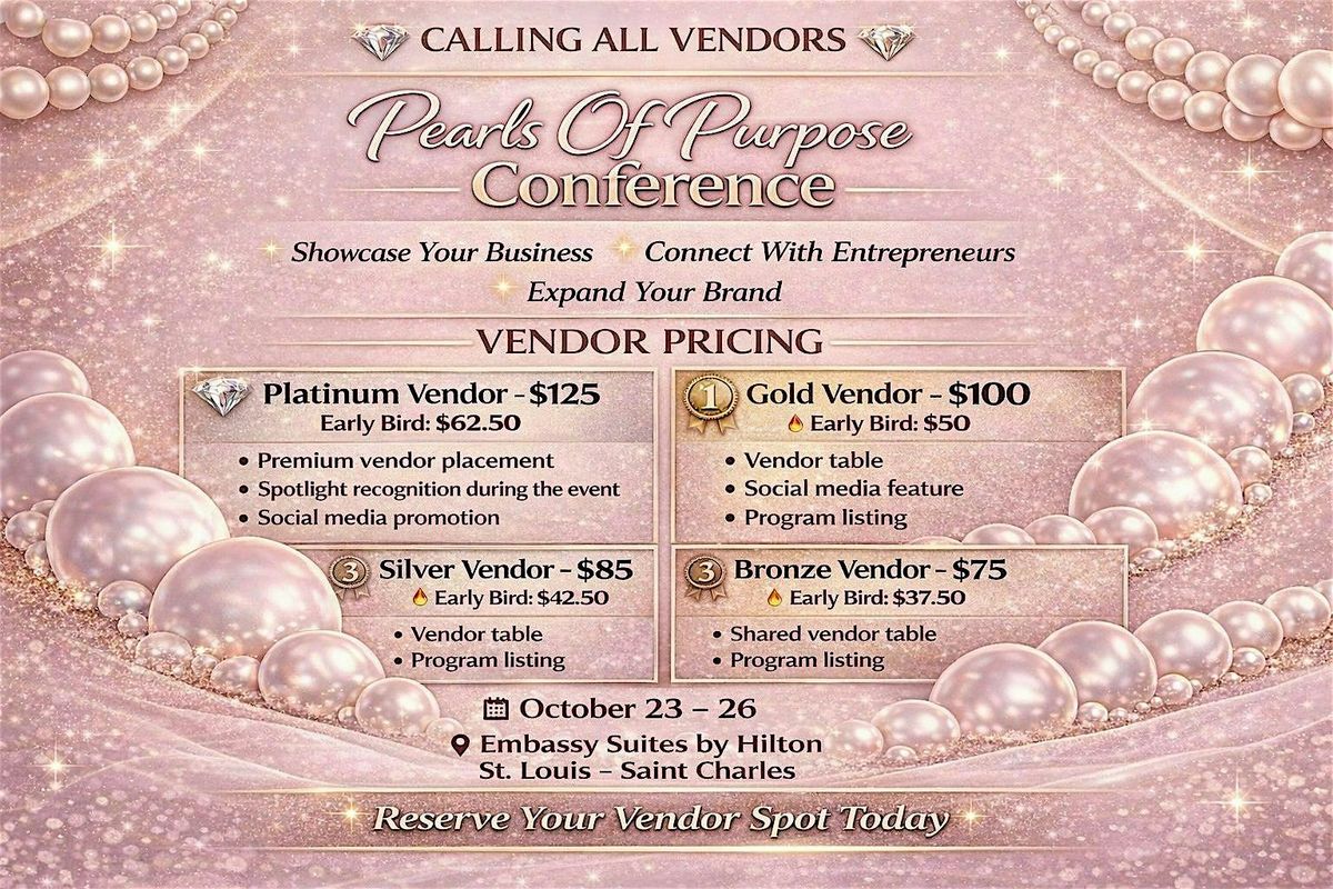 Pearls Of Purpose Conference Vendor Registration Early Bird Access