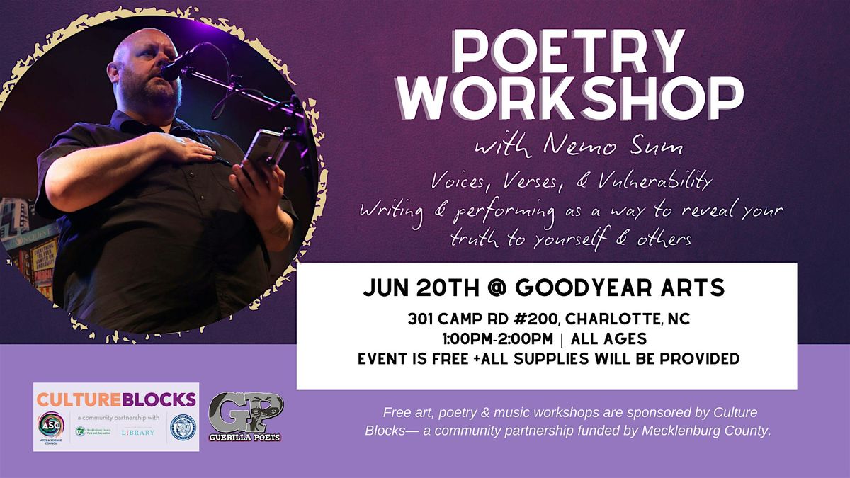 Poetry Workshop with Nemo Sum at Goodyear Arts!