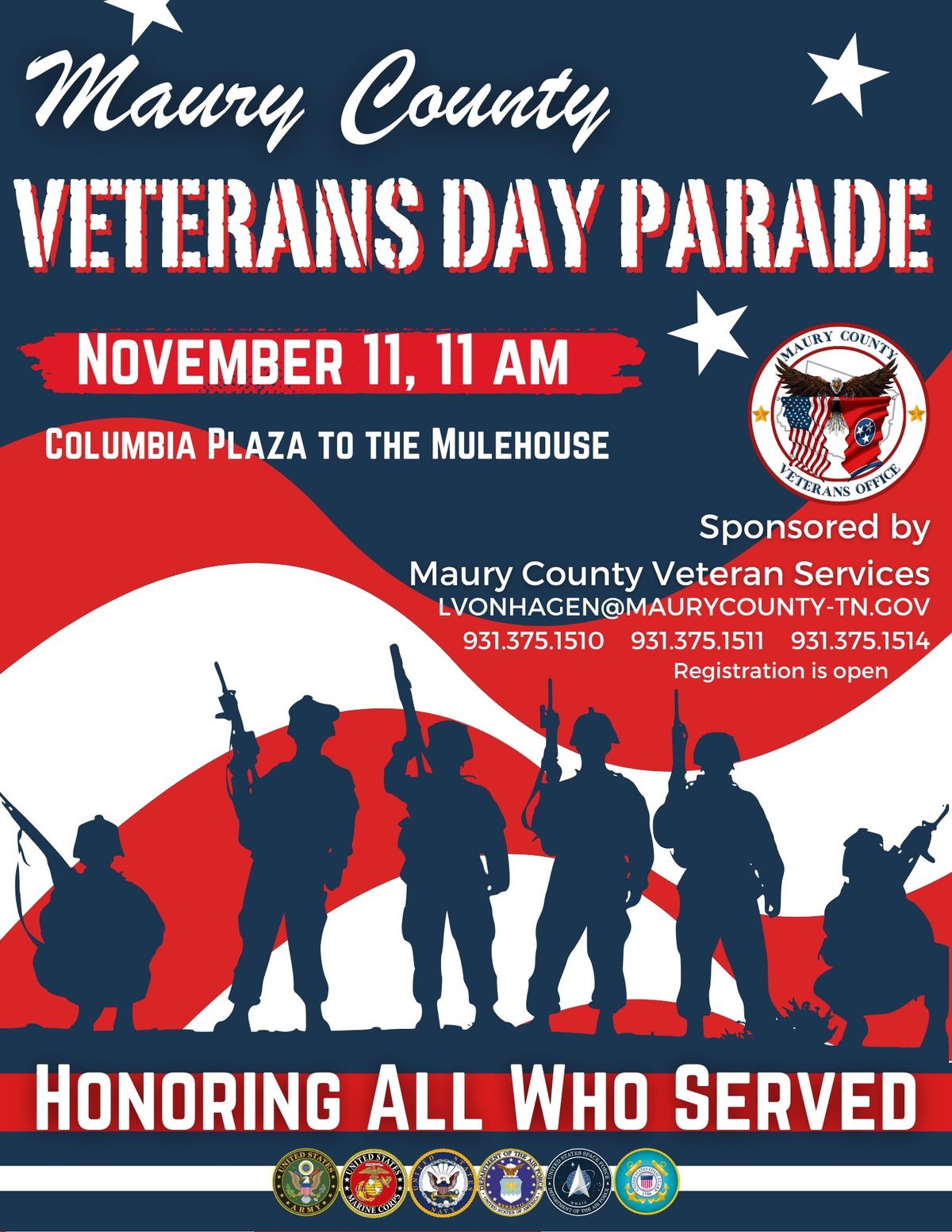 Maury County Veterans Day Parade Columbia Post Office November 11, 2024