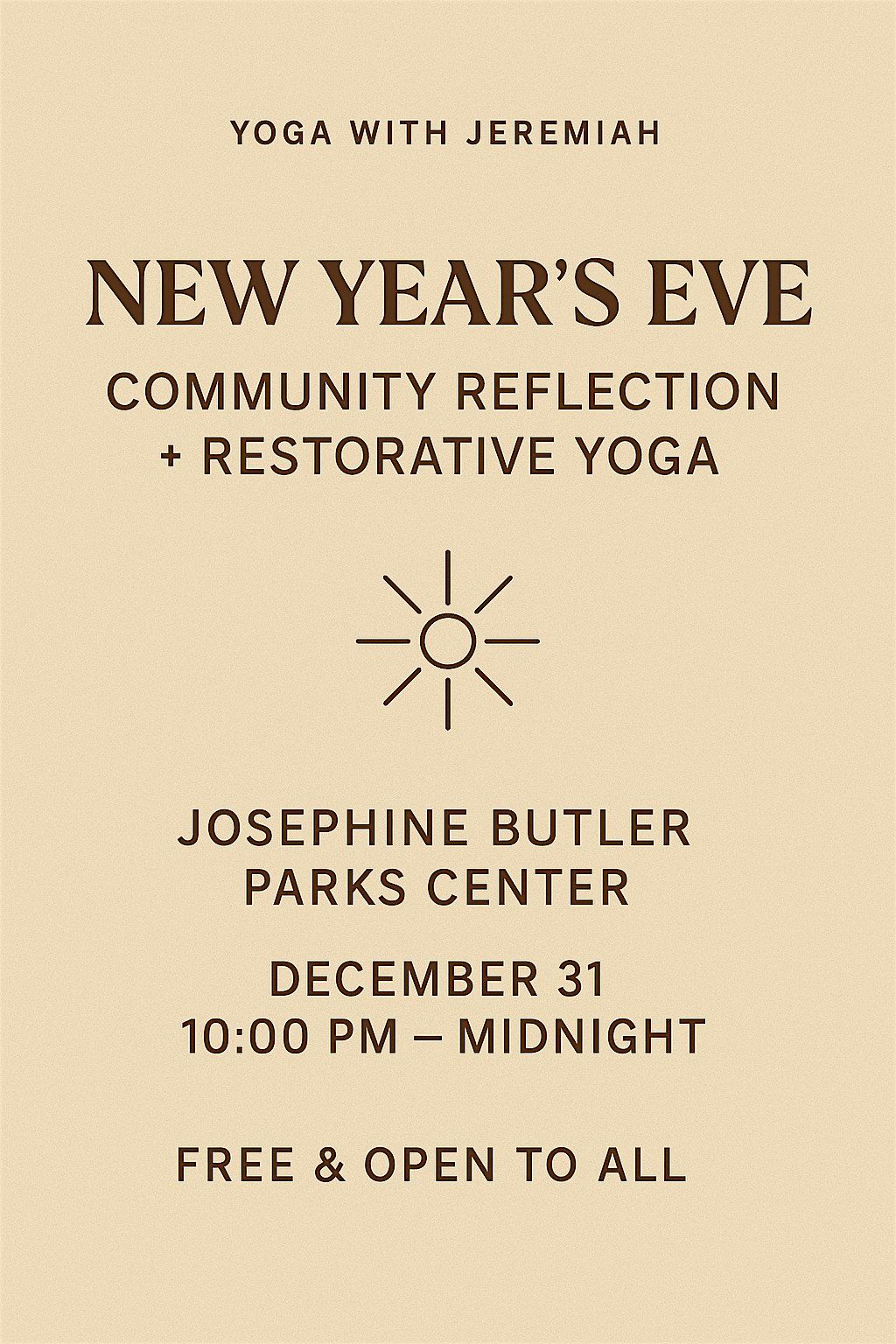 Free New Year\u2019s Eve Community Reflection + Restorative Yoga