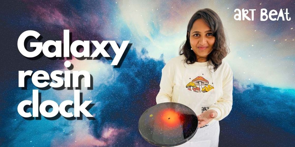 Galaxy resin clock art
