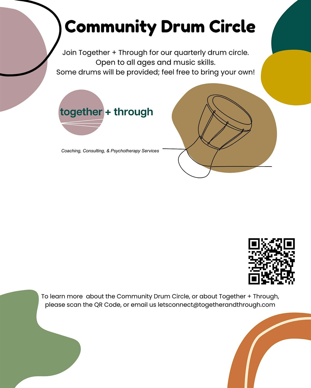 Together + Through's Quarterly Community Drum Circle