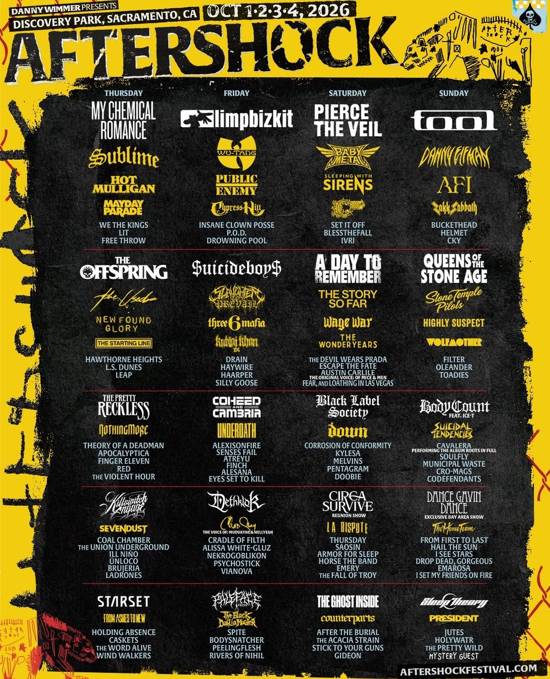 Aftershock Festival: My Chemical Romance  Limp Bizkit  Pierce The Veil & Tool - 4 Day Pass