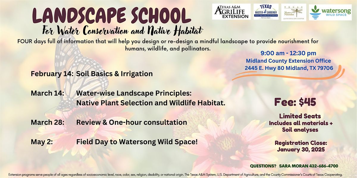 Landscape School for Water Conservation & Native Habitat (4-Day Event)