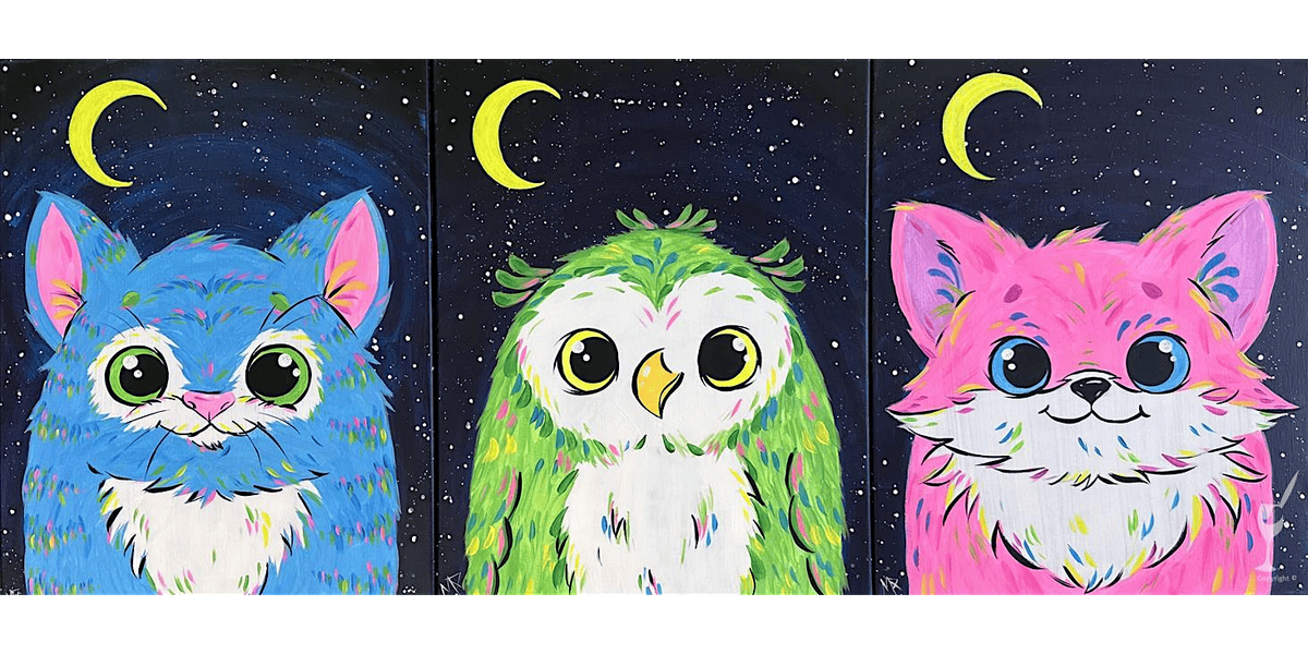 Furry Crescent Moon Pair - Paint and Sip in San Antonio | Classpop!\u2122