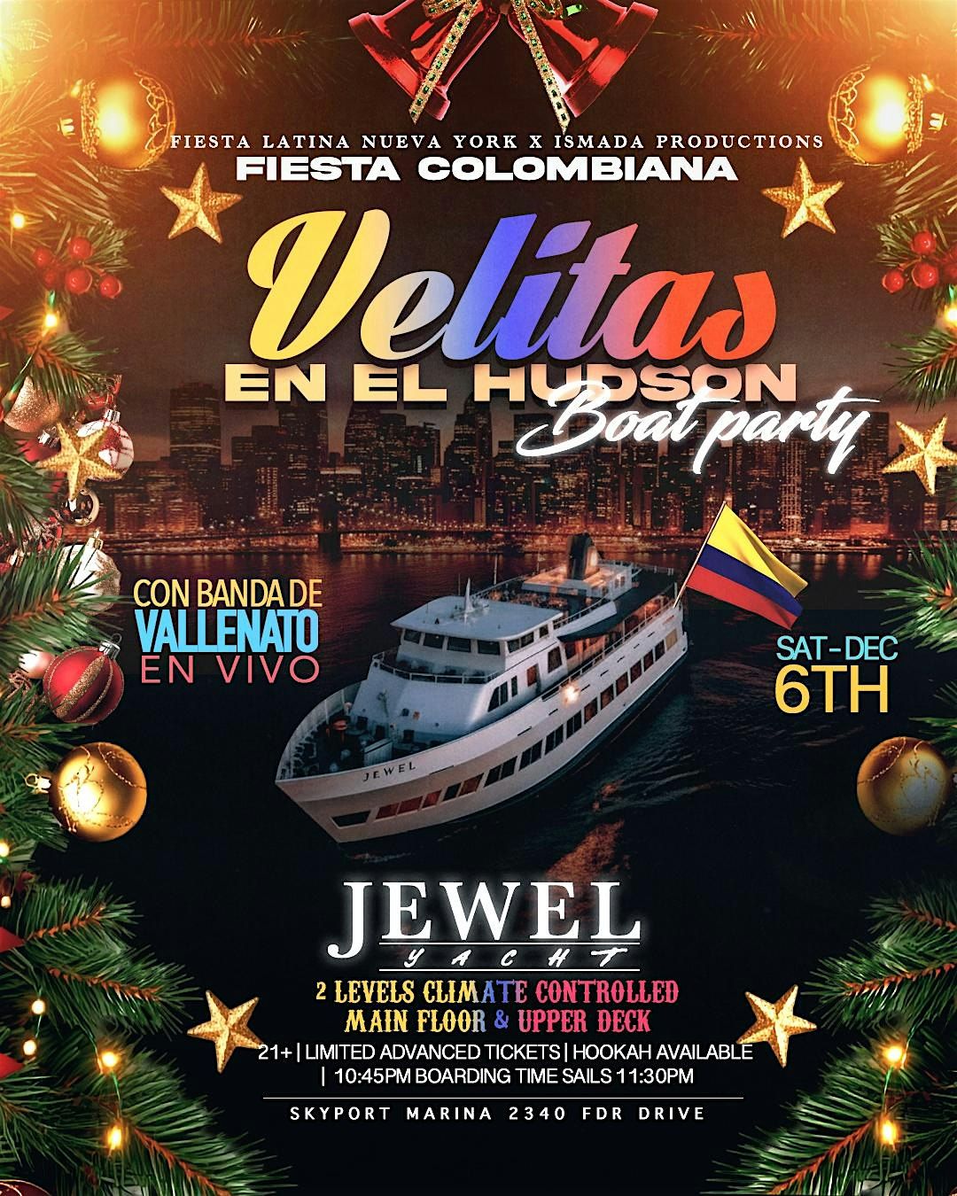 Fiesta Navide\u00f1a Colombiana en Barco NYC - Velitas en el Hudson Boat Party