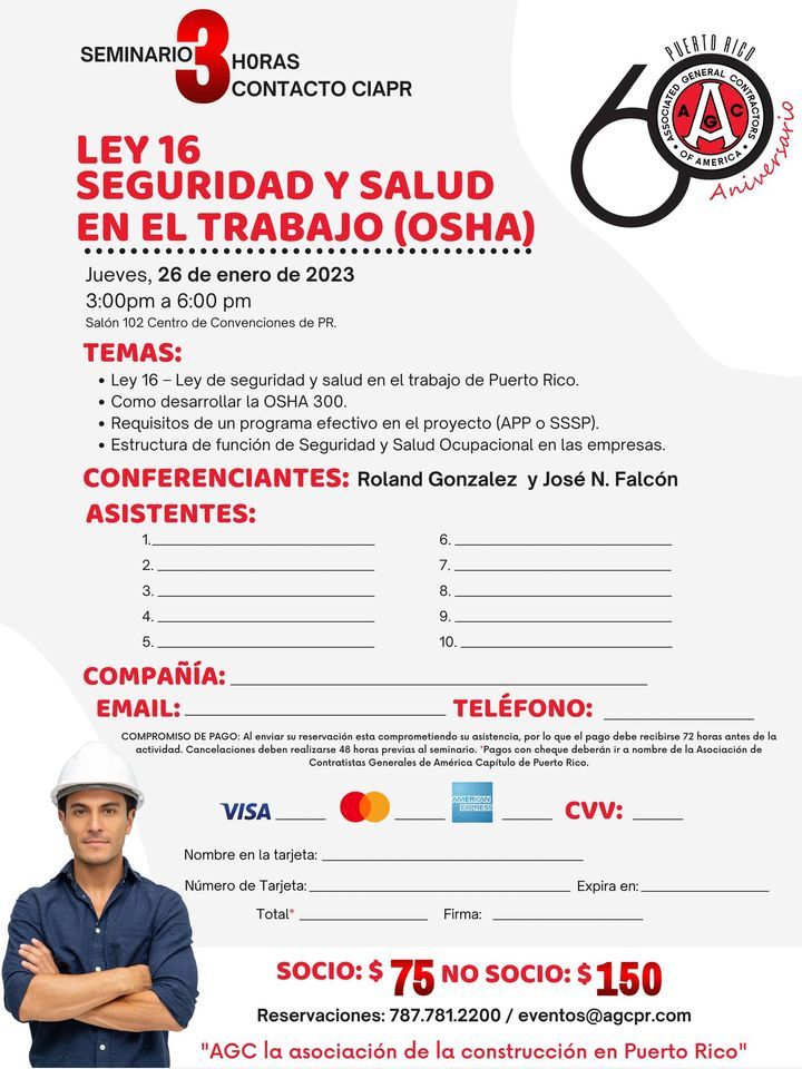 Prosha Ley 16: Seguridad y Salud en el trabajo (OSHA) at Centro de ...