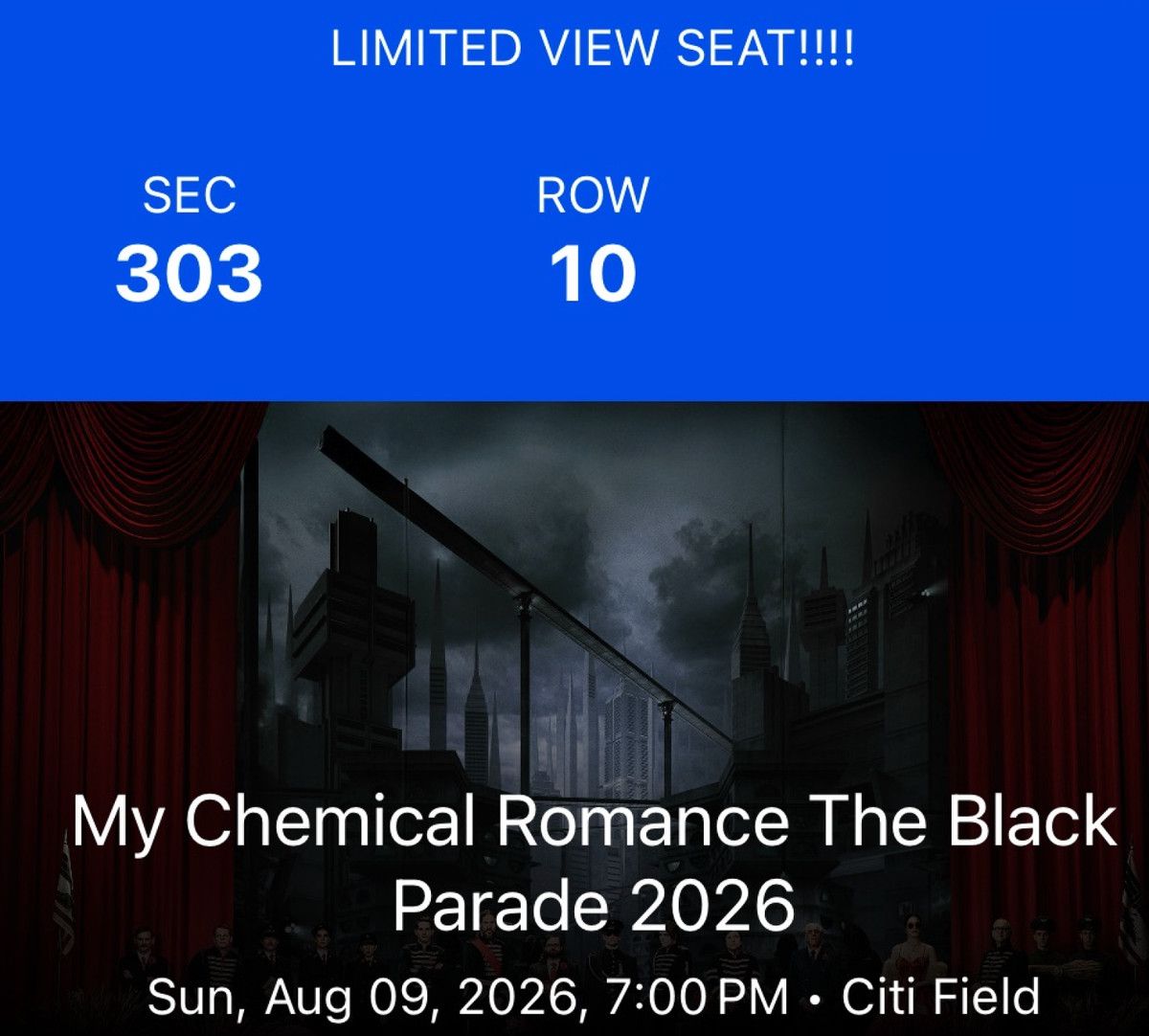 My Chemical Romance Flushing Tickets