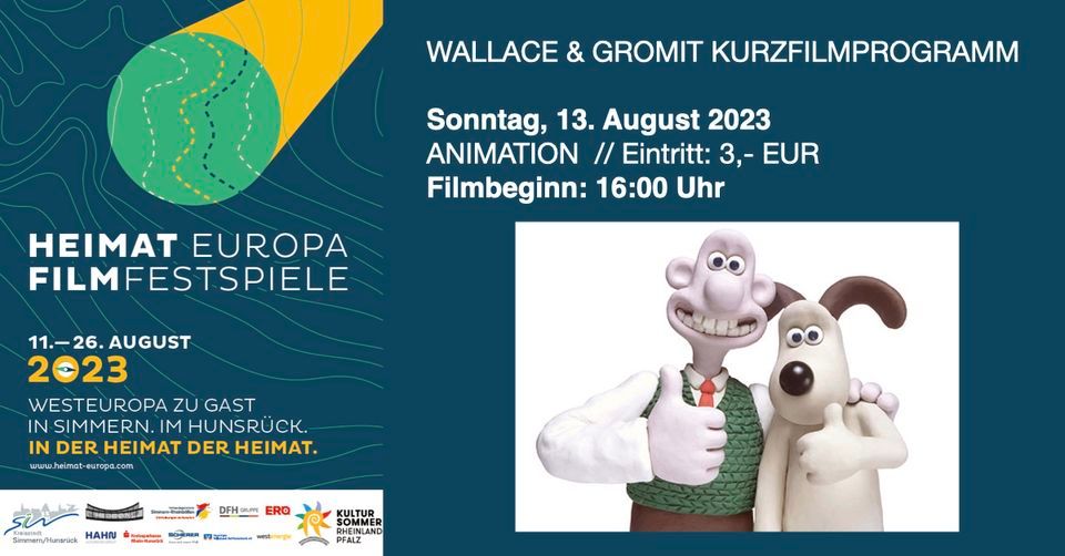 Sonntag, 13. August 2023, WALLACE & GROMIT KURZFILMPROGRAMM, Heimat Europa Filmfestspiele