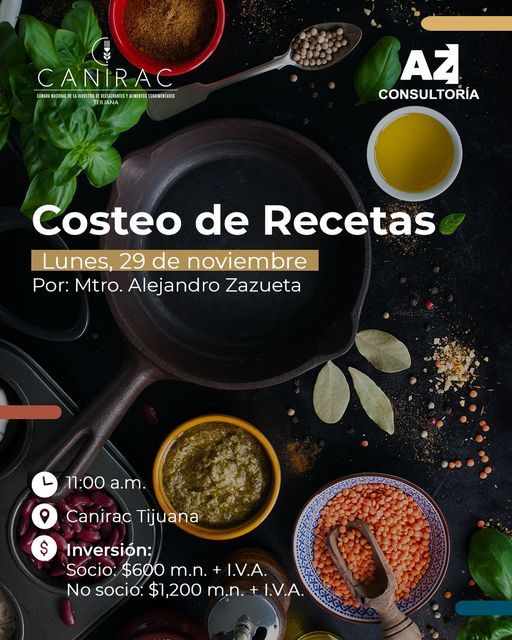 COSTEO DE RECETAS | Canirac Tijuana | November 29, 2021