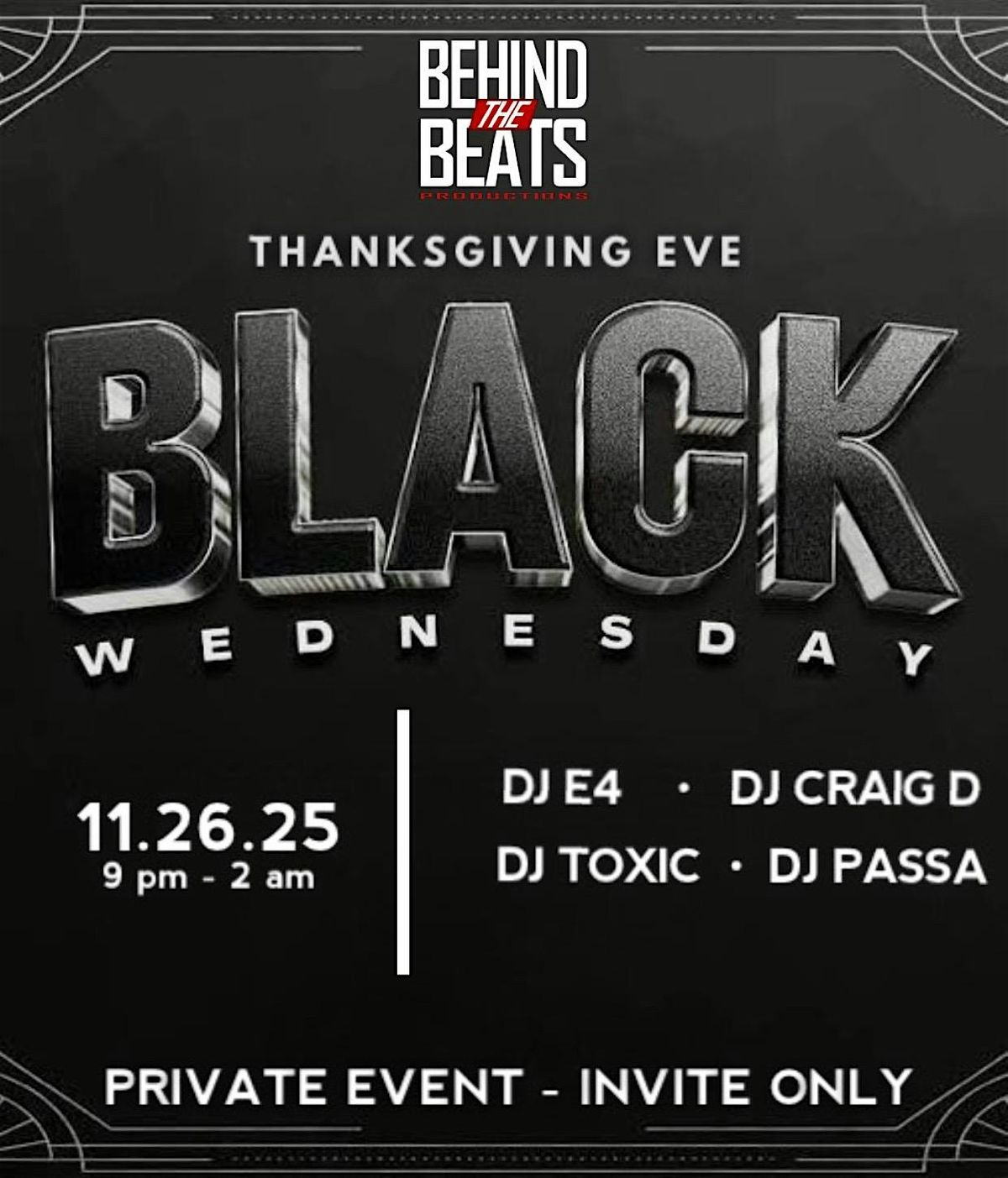 BLACK WEDNESDAY PARTY - THANKSGIVING EVE
