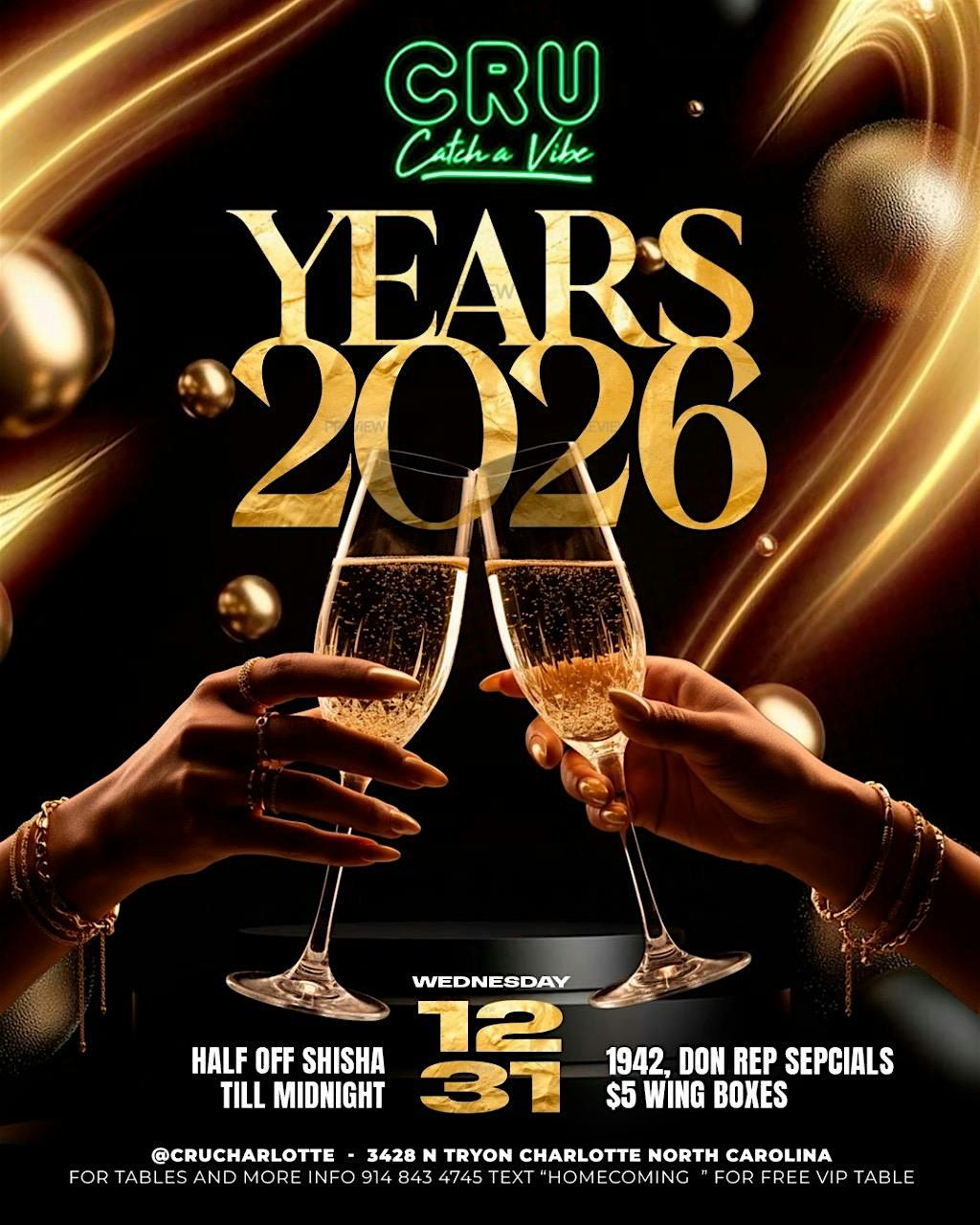 Cru years eve 2026! $250 don rep!