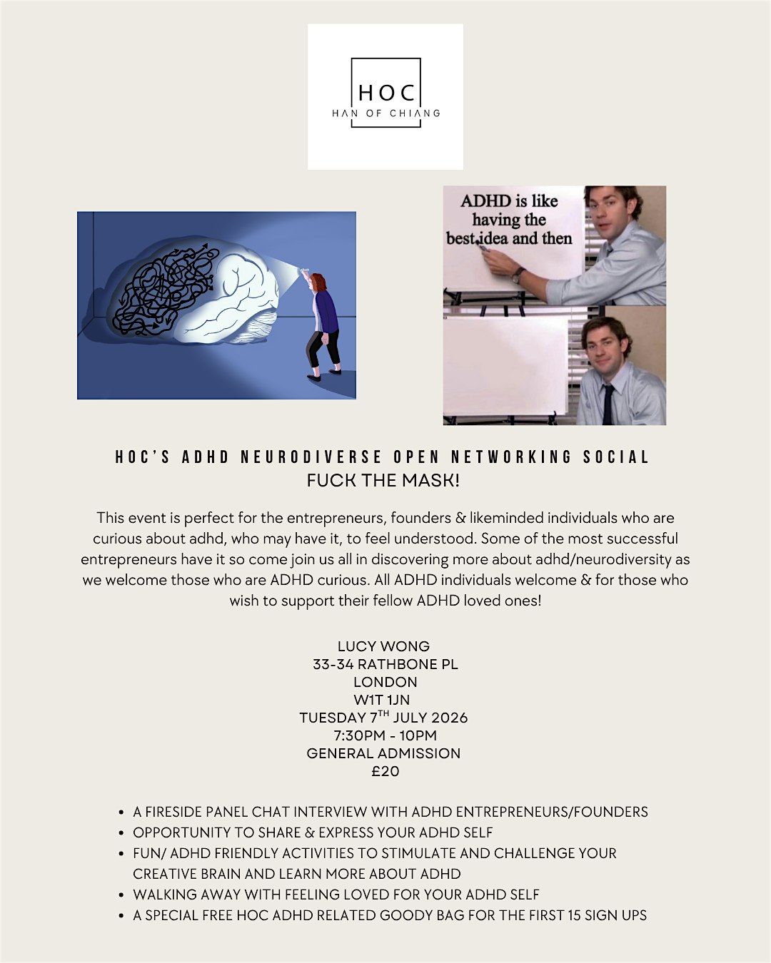 HOC'S ADHD Neurodiverse Entrepreneurs networking social - FUCK THE MASK!