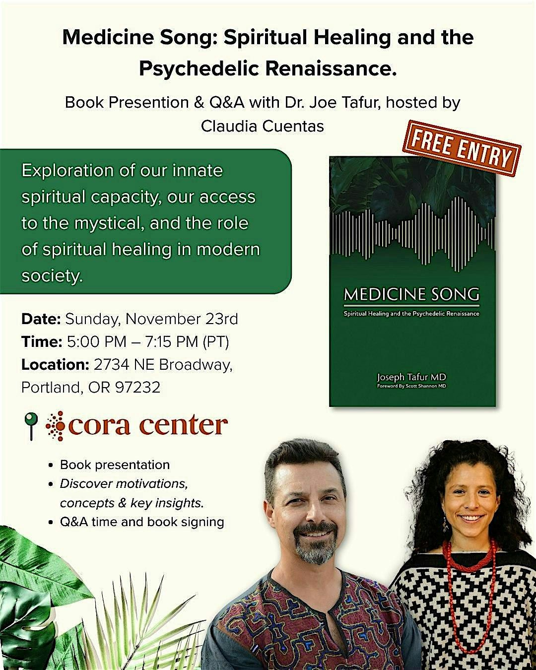 New Book "Medicine Song": Q&A with Dr. Joe Tafur, hosted by Claudia Cuentas