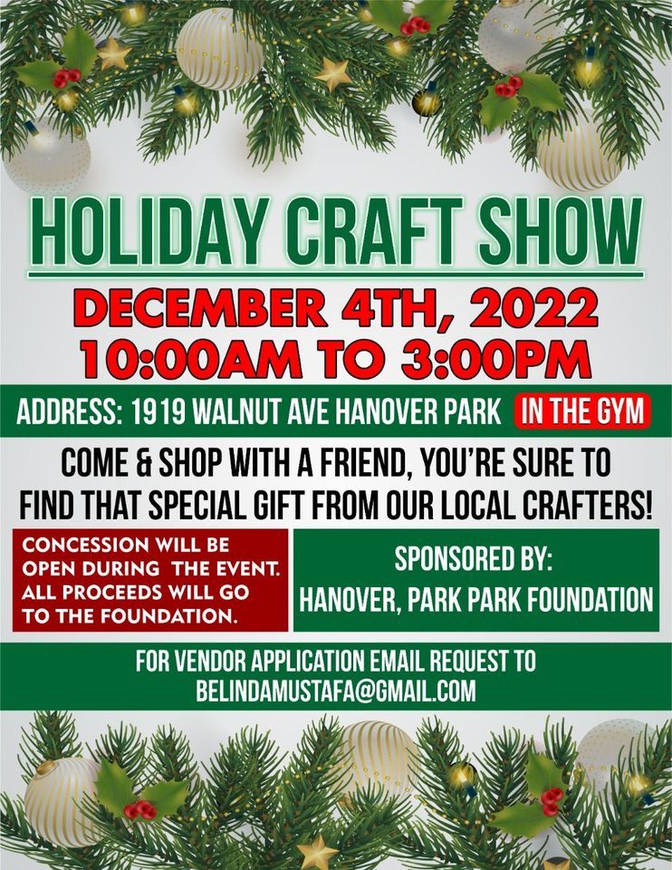 Holiday Craft Fair Hanover Park Park District December 4, 2022