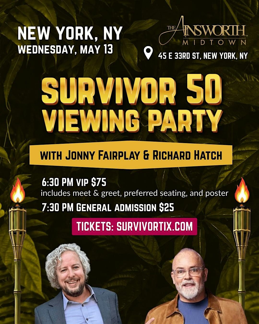 Survivor 50 Viewing Party Jonny Fairplay & Richard Hatch - Ainsworth NYC