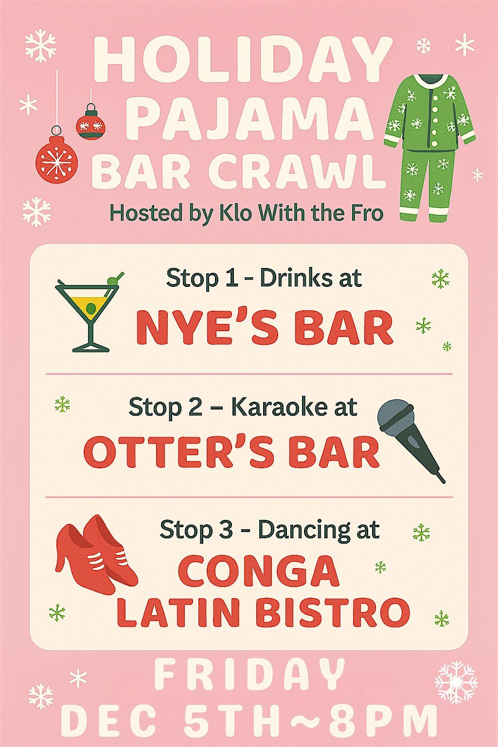 Holiday PJ Bar Crawl!