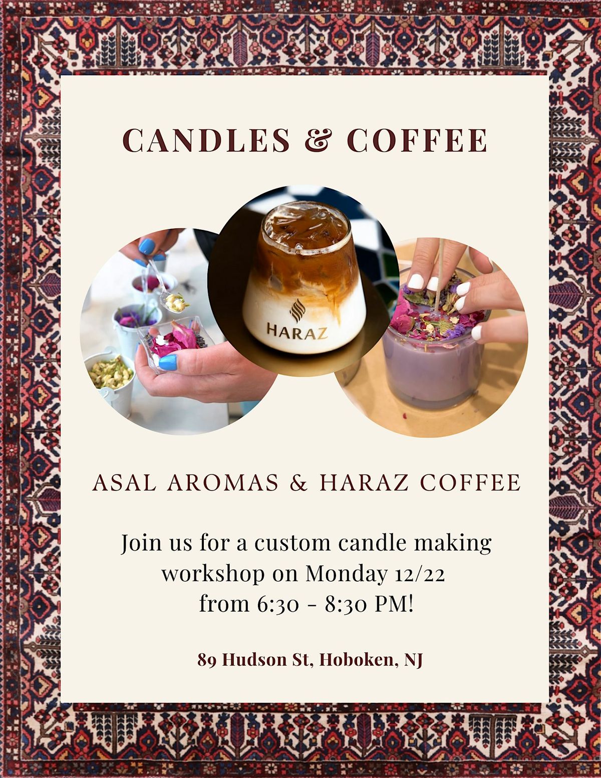 Custom Candle Workshop & Coffee @ HARAZ Hoboken w\/ ASAL Aromas