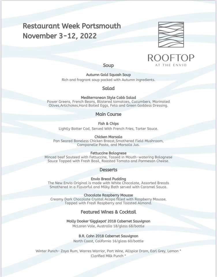 Portsmouth Restaurant Week X Rooftop at the Envio