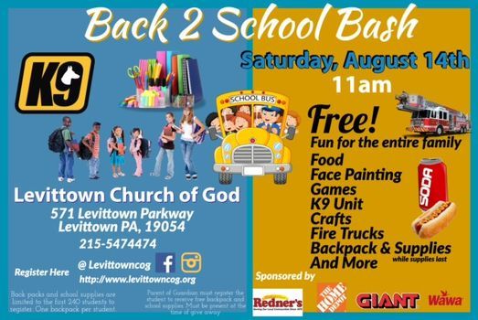 Back 2 School Bash Levittown Church Of God August 14 21 Back 2 School Bash Levittown Church Of God August 14 21