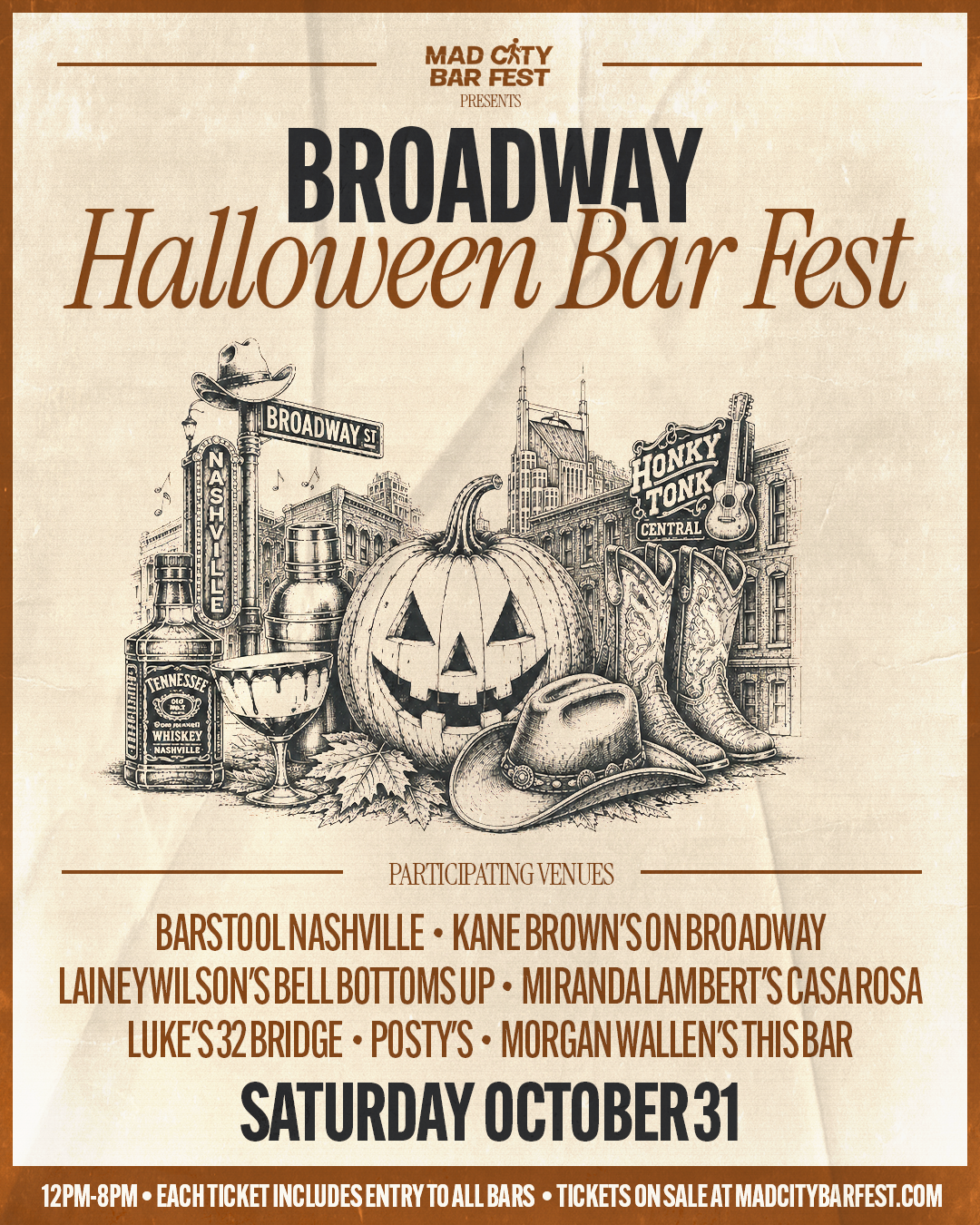 Broadway Halloween Bar Fest at Nashville on 31st October, 2026