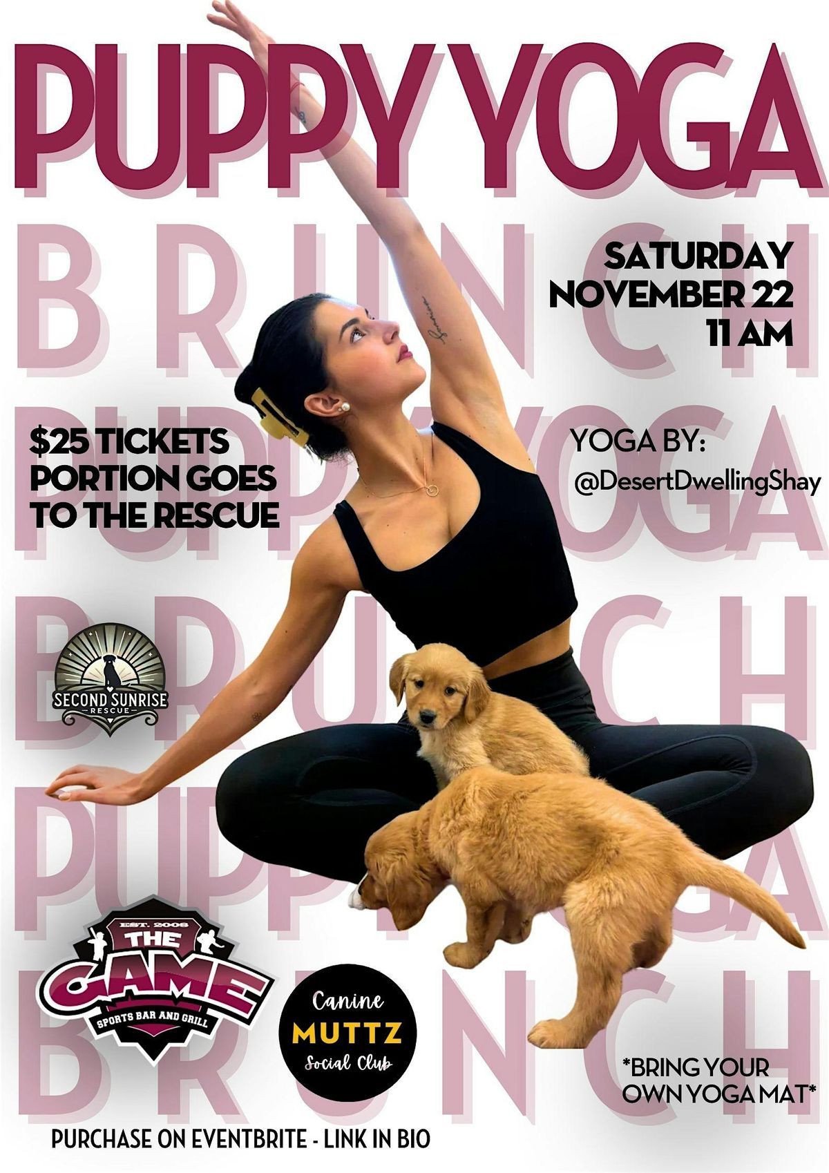Puppy Yoga + Brunch at The Game One