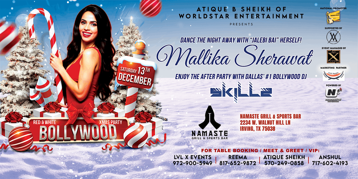 Bollywood Red & White X-Mas Party with Mallika Sherawat