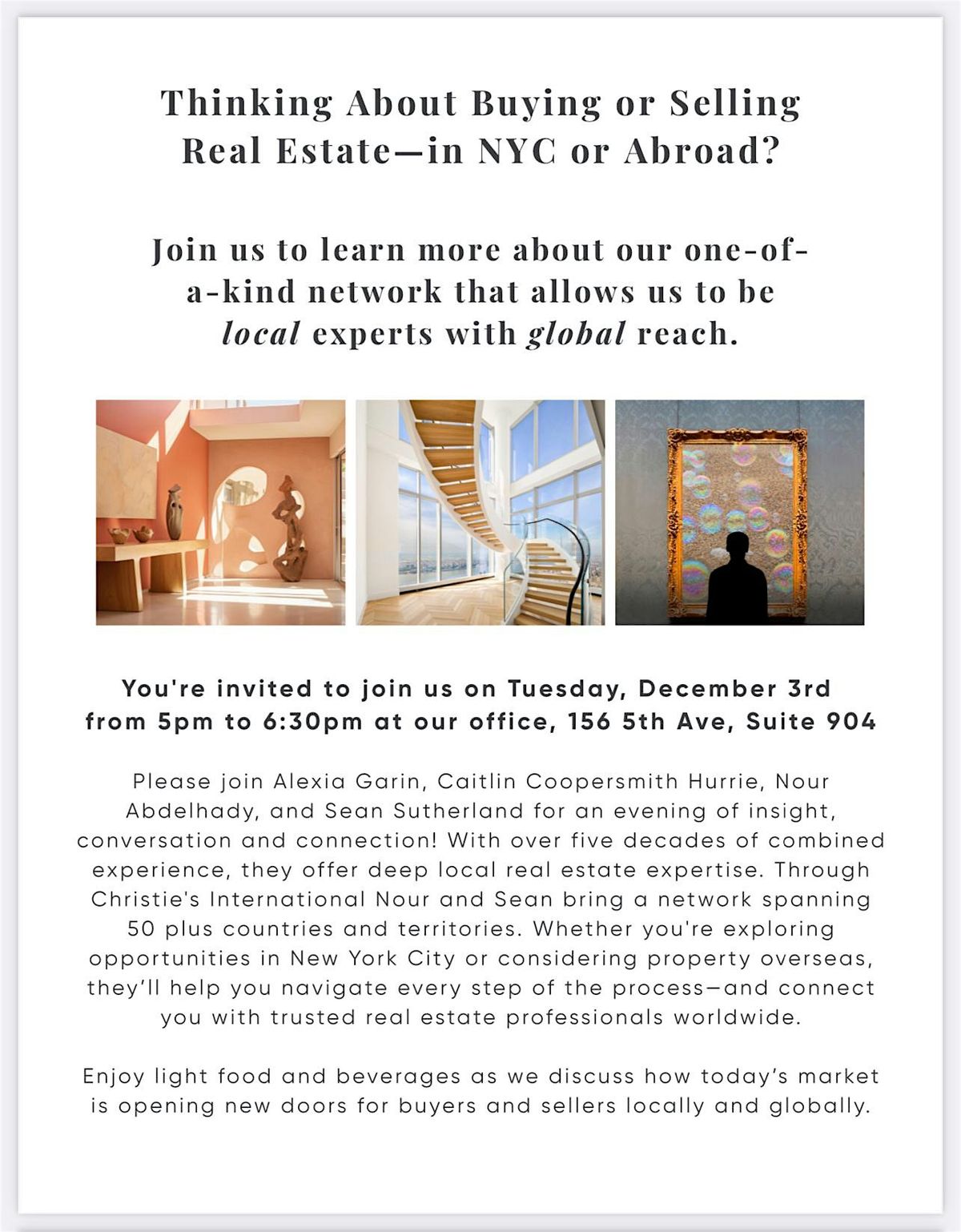 Thinking about Buying or Selling Real Estate in NYC or Abroad?