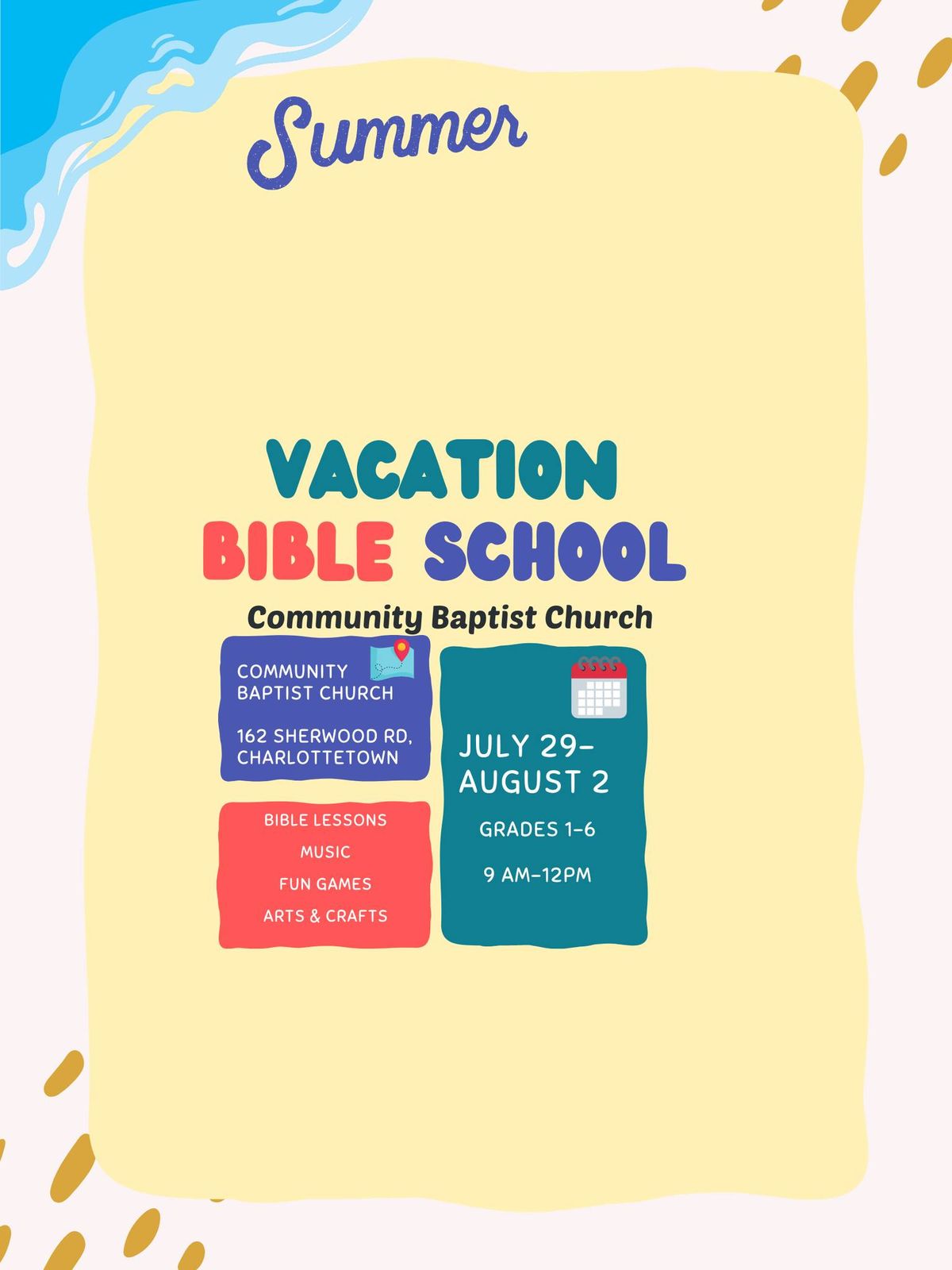 Summer Vacation Bible School | 162 Sherwood Road, Charlottetown, PE ...