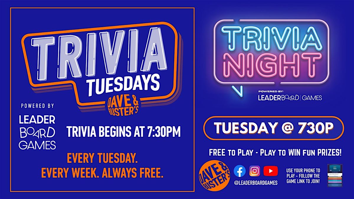 Trivia Night | Dave & Buster's - North Hills Pittsburgh PA - TUE 730p