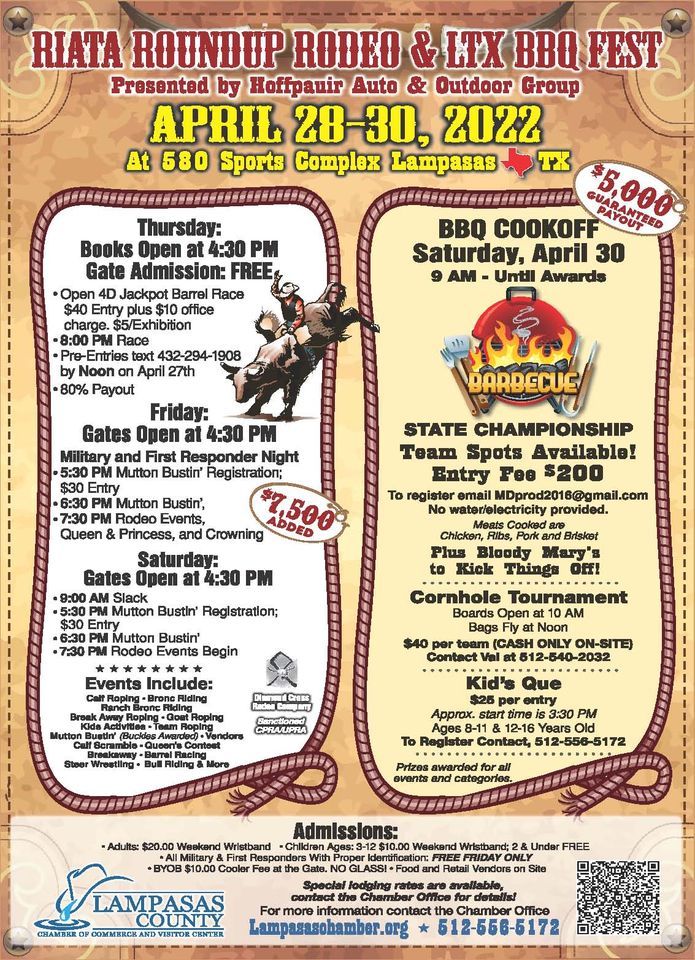 2022 Riata Roundup Rodeo & LTX BBQ Fest 580 Sports Complex, Lampasas