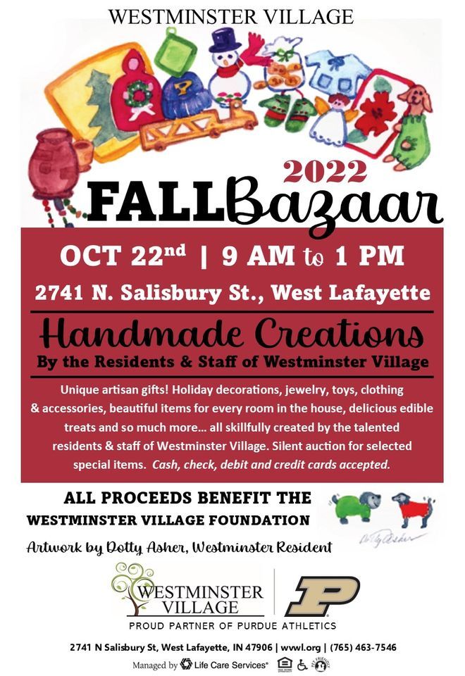 2022 Fall Bazaar at Westminster Village West Lafayette on 22nd October ...
