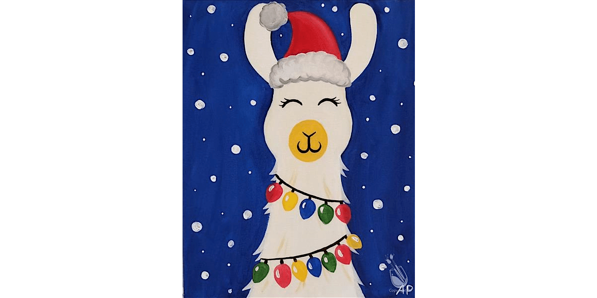The Llama Loves His Holiday Lights - Paint and Sip in Houston | Classpop!\u2122