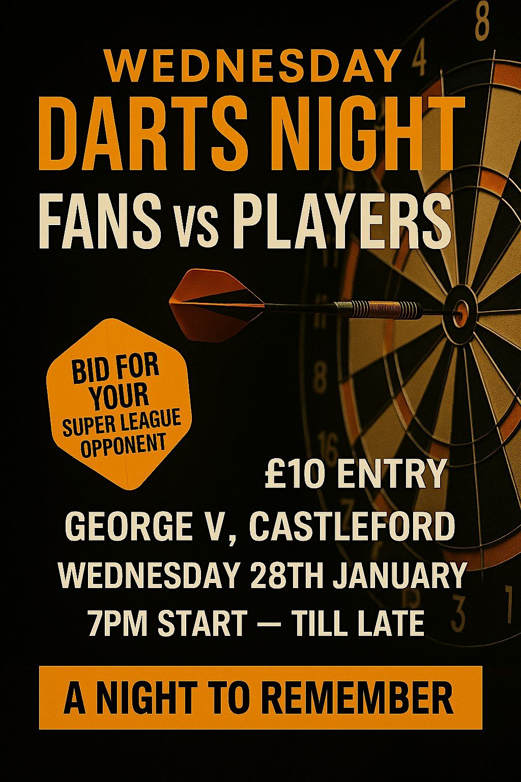 Wednesday night Rugby darts night