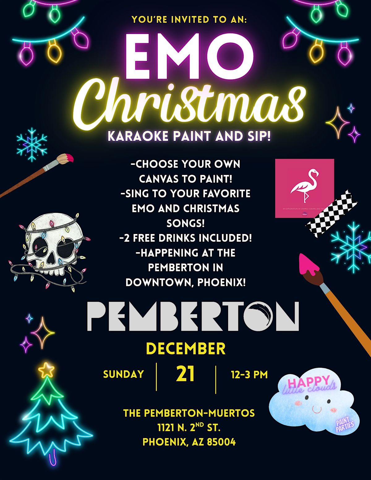 Emo Christmas Karaoke Paint and Sip at the Pemberton!
